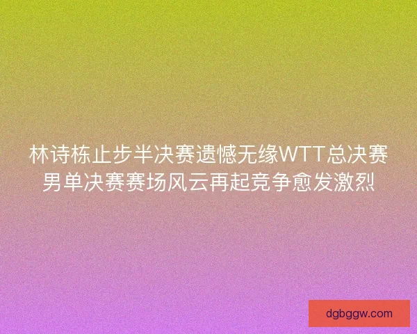 林诗栋止步半决赛遗憾无缘WTT总决赛男单决赛赛场风云再起竞争愈发激烈