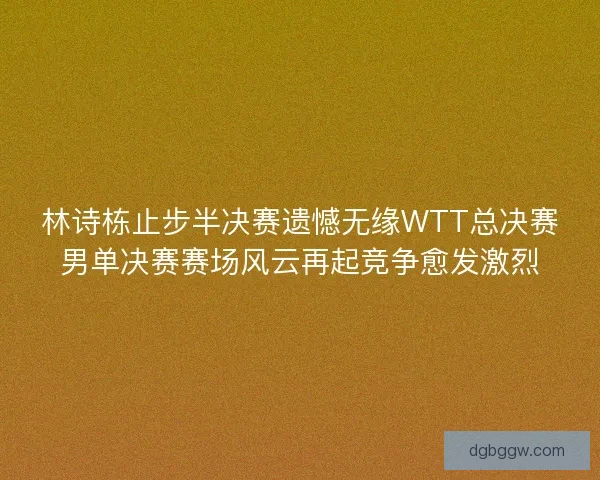 林诗栋止步半决赛遗憾无缘WTT总决赛男单决赛赛场风云再起竞争愈发激烈 林诗栋止步半决赛遗憾无缘WTT总决赛男单决赛赛场风云再起竞争愈发激烈