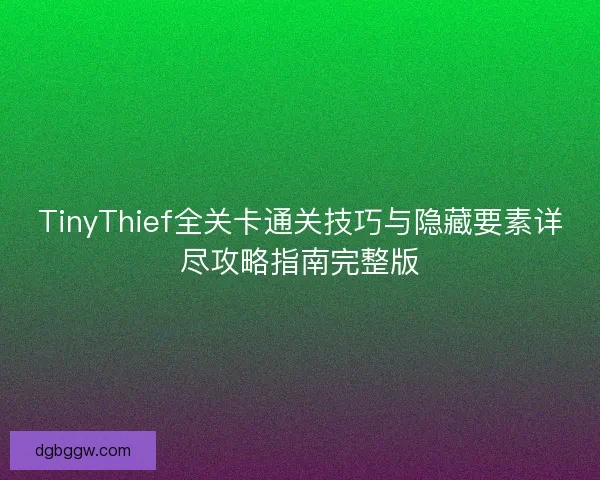 TinyThief全关卡通关技巧与隐藏要素详尽攻略指南完整版