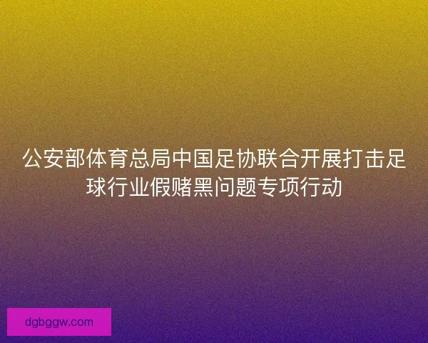 公安部体育总局中国足协联合开展打击足球行业假赌黑问题专项行动